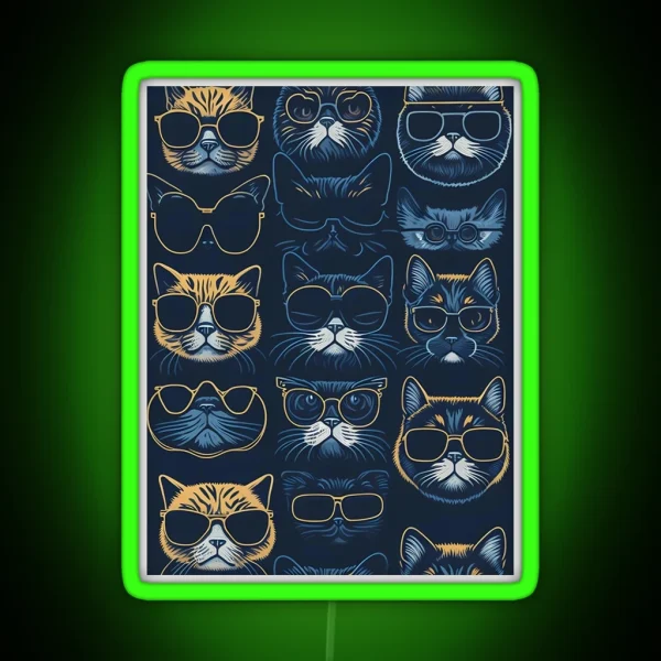 Cool Cat Crew Goggles And Attitude RGB Neon Sign