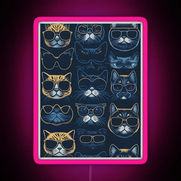 Cool Cat Crew Goggles And Attitude RGB Neon Sign