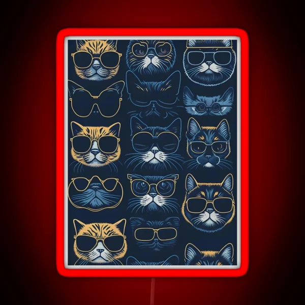 Cool Cat Crew Goggles And Attitude RGB Neon Sign