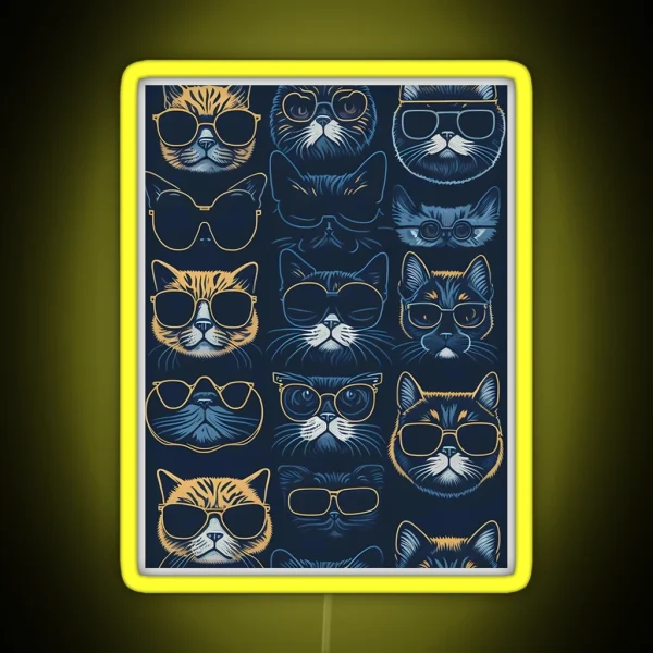 Cool Cat Crew Goggles And Attitude RGB Neon Sign