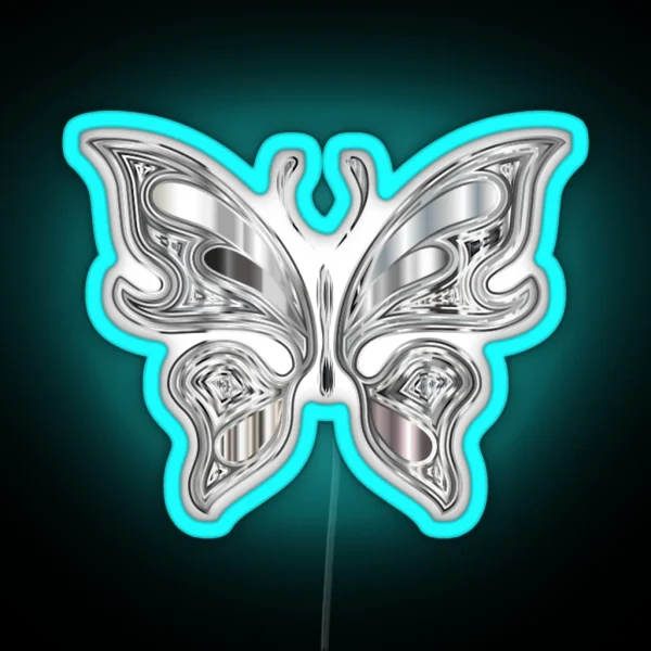 Cool Chrome Butterfly RGB Neon Sign