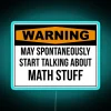 Neon LED sign with colorful math equations for modern decor