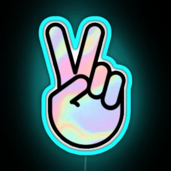 Cool Peace Sign Hand RGB Neon Sign