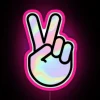 Vibrant Rainbow Peace Sign Hand Painted Neon LED Canvas Display Art