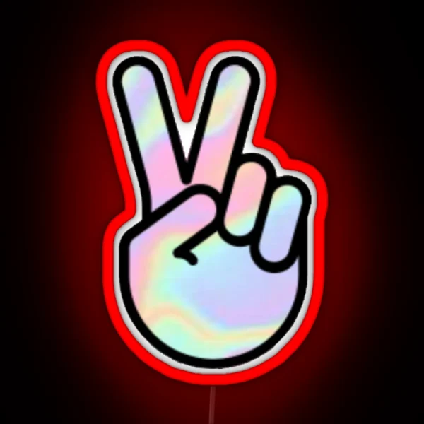 Cool Peace Sign Hand RGB Neon Sign