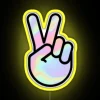 Peaceful Vibes Hand Holding Cool Rainbow Colored Neon Sign Display