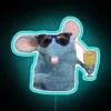 Vibrant RGB neon wall art featuring Cool Tutter cartoon mouse design