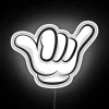 Hawaiian-inspired RGB neon sign featuring iconic shaka hand gesture design.