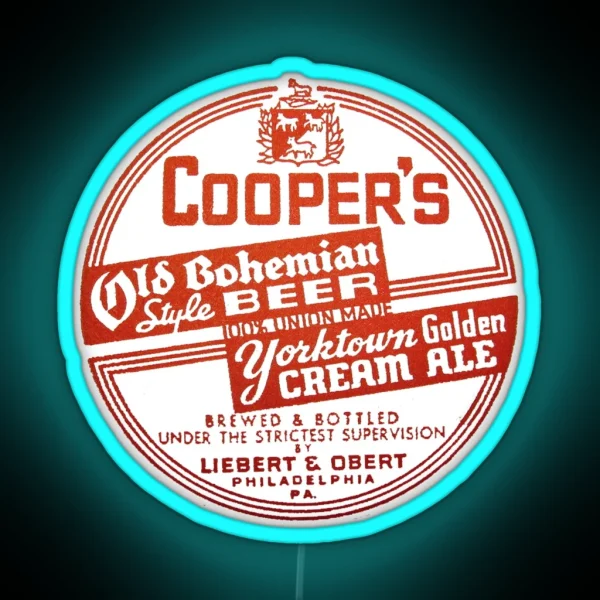 Cooper S Old Bohemian Style Beer Yorktown Golden Cream RGB Neon Sign