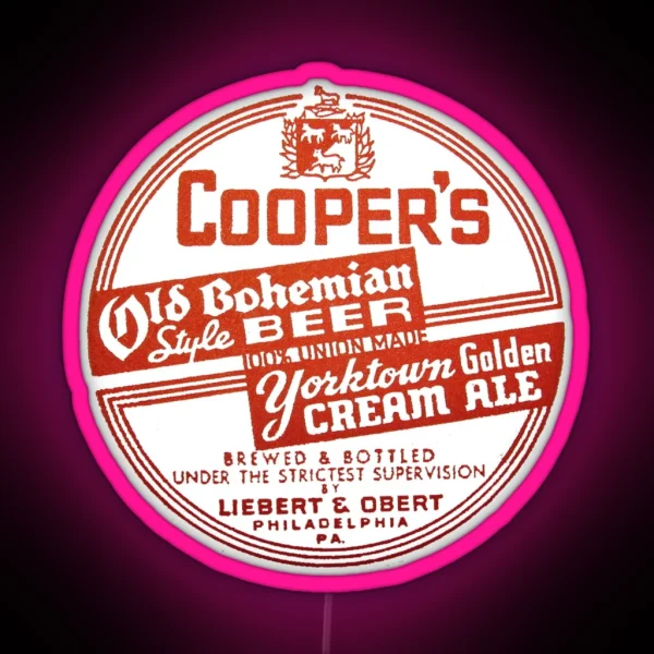 Cooper S Old Bohemian Style Beer Yorktown Golden Cream RGB Neon Sign