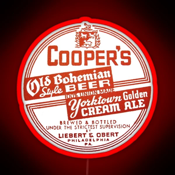 Cooper S Old Bohemian Style Beer Yorktown Golden Cream RGB Neon Sign