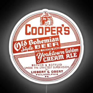 Cooper S Old Bohemian Style Beer Yorktown Golden Cream Ale Liebert And Obert Philadelphia PA RGB Neon Sign
