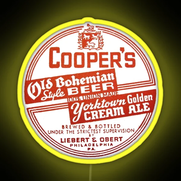 Cooper S Old Bohemian Style Beer Yorktown Golden Cream RGB Neon Sign