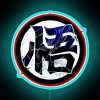 Neon Sign of Gojo Satoru's Classic Design in Vibrant Colors