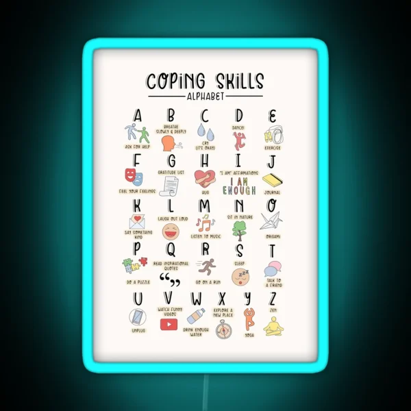 Coping Skills Alphabet RGB Neon Sign