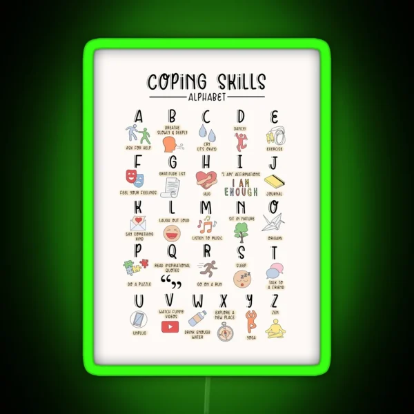 Coping Skills Alphabet RGB Neon Sign