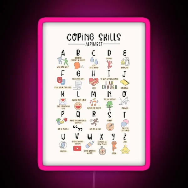 Coping Skills Alphabet RGB Neon Sign