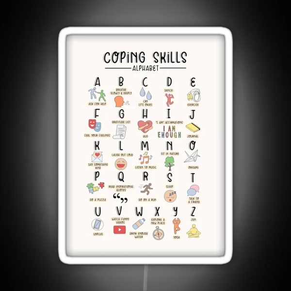 Coping Skills Alphabet RGB Neon Sign