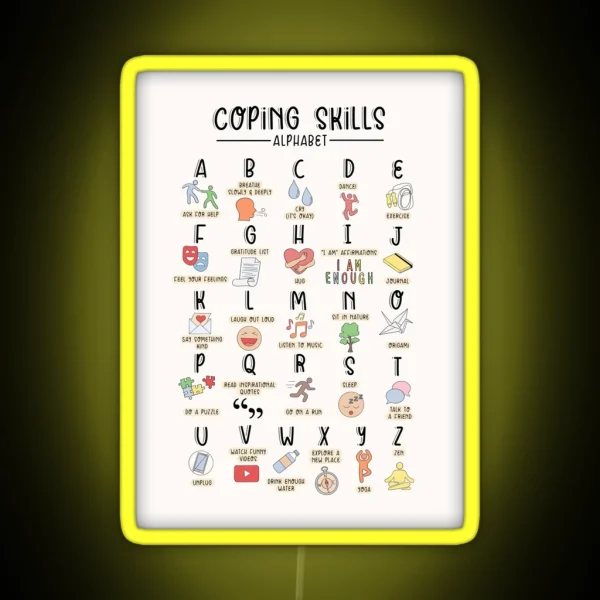 Coping Skills Alphabet RGB Neon Sign