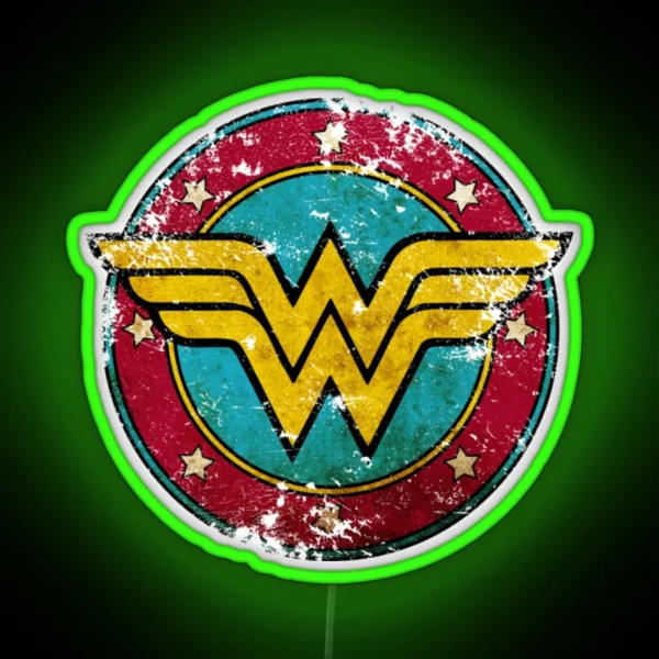 Copy Of Super Hero Girl Wonder W O M A N Watercolour Nature Logo RGB Neon Sign