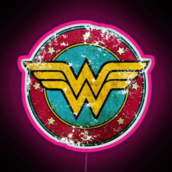 Copy Of Super Hero Girl Wonder W O M A N Watercolour Nature Logo RGB Neon Sign