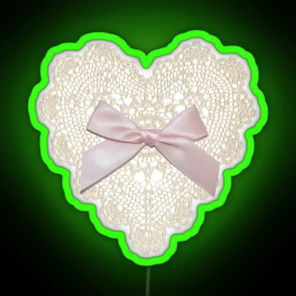 Coquette Balletcore Heart Lace Bow RGB Neon Sign