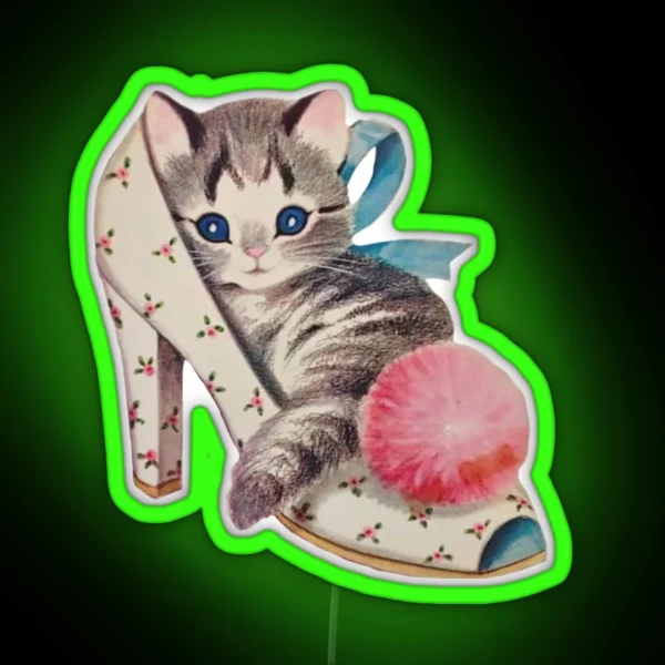 Coquette Balletcore Vintage Cat RGB Neon Sign