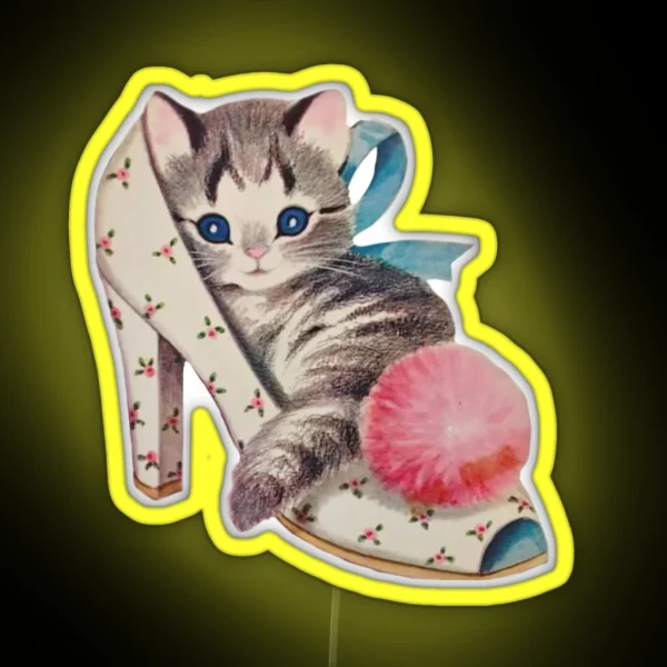 Coquette Balletcore Vintage Cat RGB Neon Sign