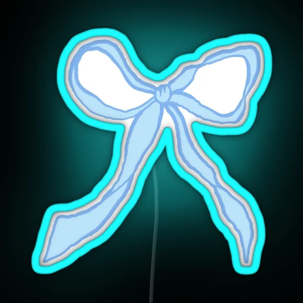 Coquette Bow Aesthetic Blue Bow RGB Neon Sign