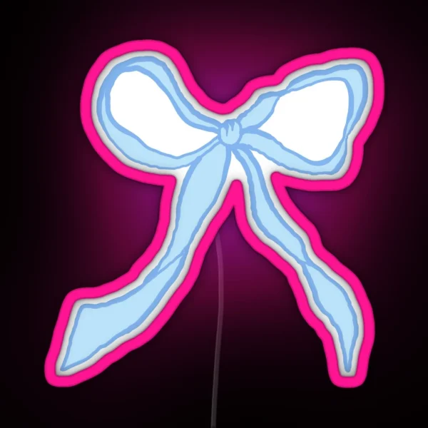 Coquette Bow Aesthetic Blue Bow RGB Neon Sign
