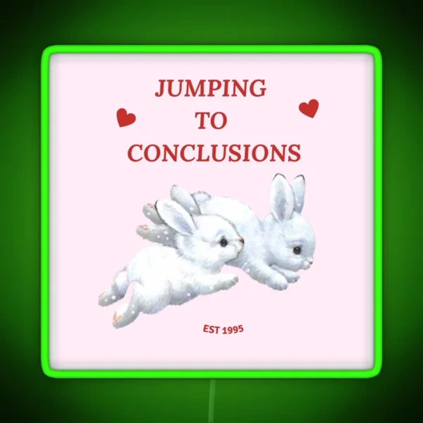 Coquette Bunny Jumping To Conclusions Bumper Led RGB Neon Sign