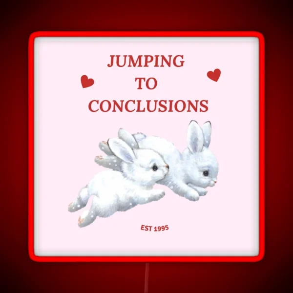 Coquette Bunny Jumping To Conclusions Bumper Led RGB Neon Sign