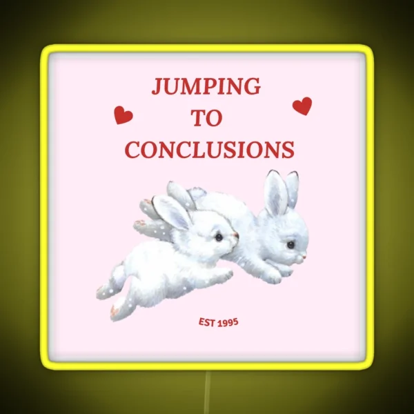 Coquette Bunny Jumping To Conclusions Bumper Led RGB Neon Sign