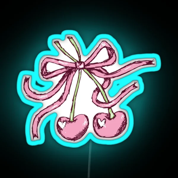 Coquette Girly Cherries RGB Neon Sign