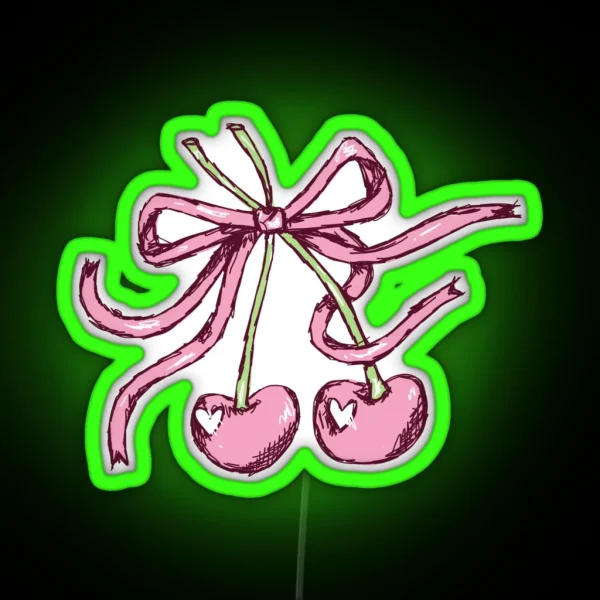 Coquette Girly Cherries RGB Neon Sign