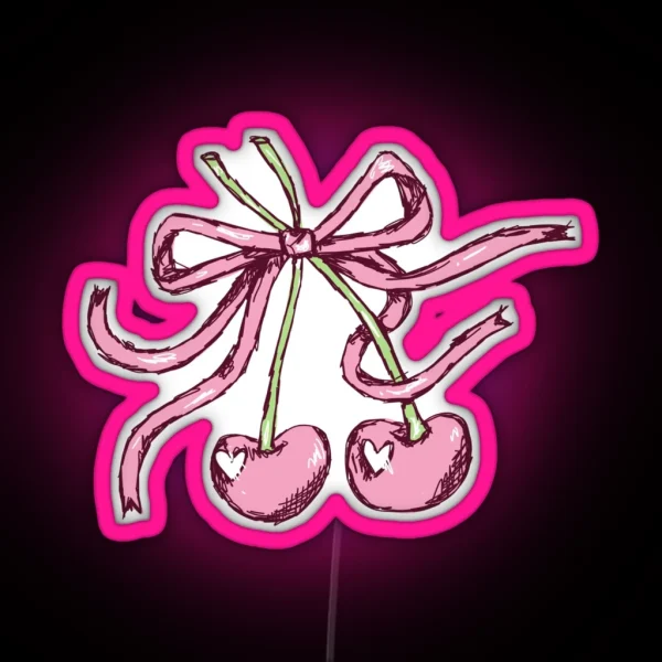 Coquette Girly Cherries RGB Neon Sign