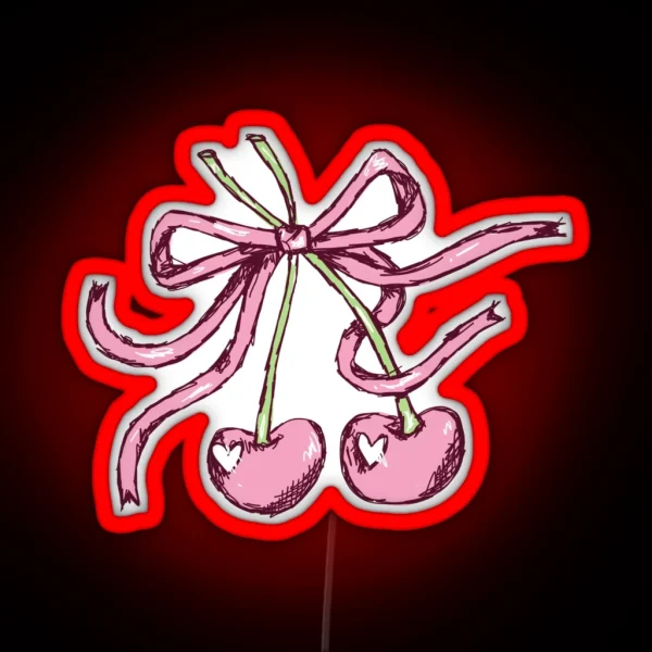 Coquette Girly Cherries RGB Neon Sign