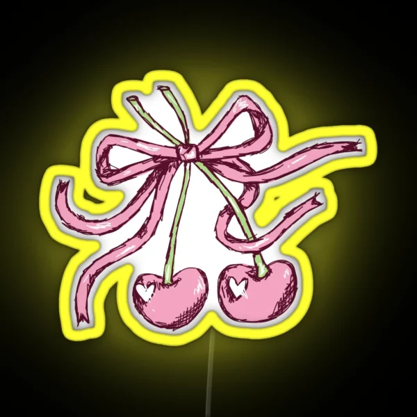 Coquette Girly Cherries RGB Neon Sign