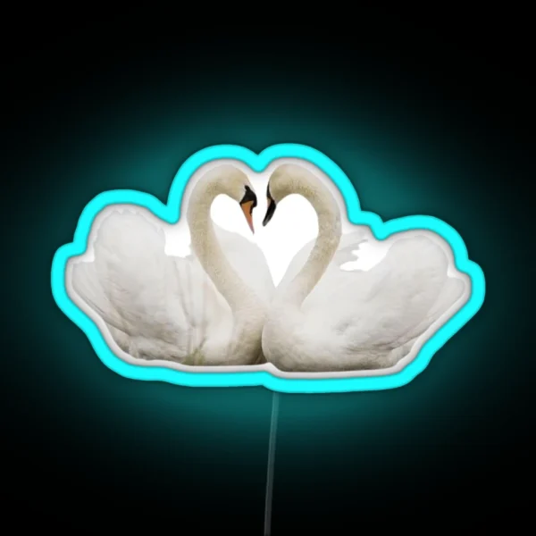 Coquette Swans Heart Love RGB Neon Sign