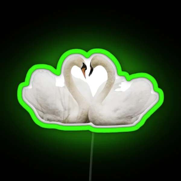 Coquette Swans Heart Love RGB Neon Sign