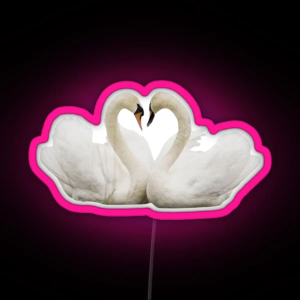 Coquette Swans Heart Love RGB Neon Sign