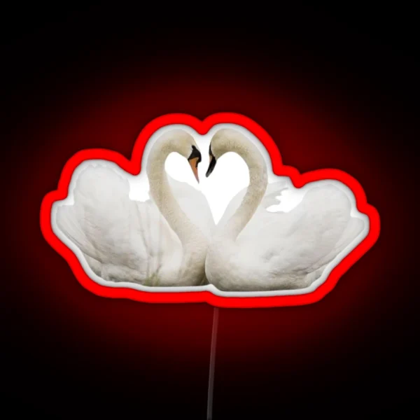 Coquette Swans Heart Love RGB Neon Sign