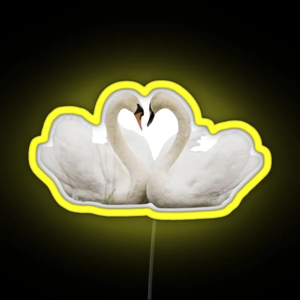 Coquette Swans Heart Love RGB Neon Sign