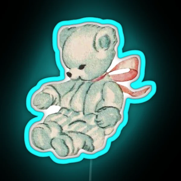Coquette Vintage Bear RGB Neon Sign