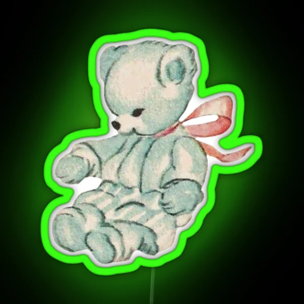 Coquette Vintage Bear RGB Neon Sign