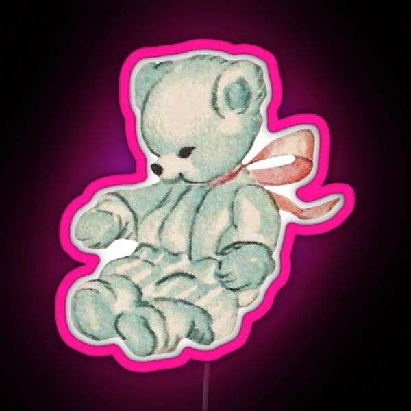 Coquette Vintage Bear RGB Neon Sign