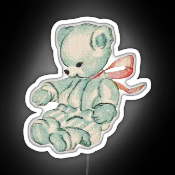 Coquette Vintage Bear RGB Neon Sign