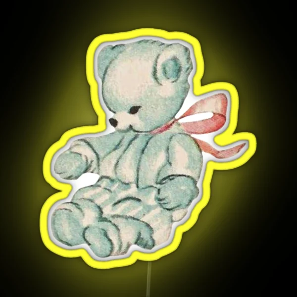 Coquette Vintage Bear RGB Neon Sign