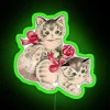 Whimsical vintage cat inspired RGB neon wall decor lighting accent