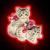 Elegant coquette cat silhouette in vintage-inspired RGB neon glow art.
